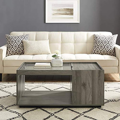Mesa De Centro Con Estante De Madera Color Gris De 39.8 In. - comprar online