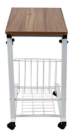 Mesa Auxiliar Móvil Multiuso De Metal Blanco Y Madera Marrón en internet