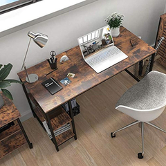 Escritorio De Metal-madera Color Negro Y Marrón De 47in en internet