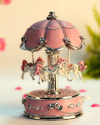 Honeygifts Laxury Carrusel Music Box, Diseño Floral, Rosa