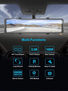 Akaso Dl12 2.5k Espejo Dash Cam 12 Pantalla Táctil Frontal Y - comprar online