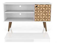 Mueble Para Tv Con Estantes De Madera Color Blanco Y Marrón
