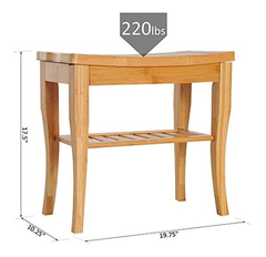 Homcom - Banco De Ducha De Madera De Bambú De 2 Niveles