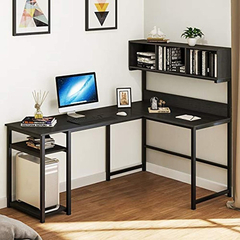 Escritorio Para Pc Con Estante De Metal Color Negro De 69 In