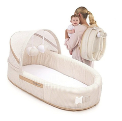 Cuna Portátil Para Bebé, En Algodón Color Beige