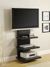 Mueble Para Tv Con Estantes De Madera Color Negro 3 Niveles.