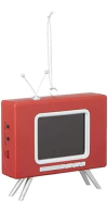Adorno De Tv Con Pantalla Lcd, Diseño Vintage, Color Rojo.
