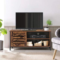 Mueble Para Tv De Madera Y Hierro Color Marrón Y Negro. en internet
