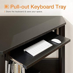 Escritorio Esquinero De Metal Y Madera Color Negro/2 Niveles - tienda online