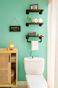 Estantería Flotante De Acero Y Madera Color Marrón Y Negro. - Danielle's Store