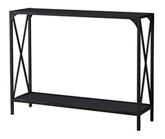 Mesa Auxiliar De Metal Marrón Y Cristal Negro De 2 Niveles. en internet