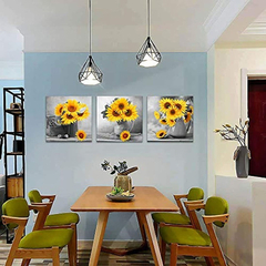 3 Piezas De Arte De Pared De Lona De Girasol - comprar online