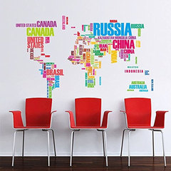 Ferris Store Inglés Palabras Mapa Del Mundo Arte De La Pared en internet