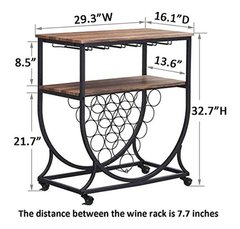 Imagen de Mueble Para Vinos Móvil De Metal Y Madera Color Negro-marrón