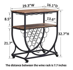 Imagen de Mueble Para Vinos Móvil De Metal Y Madera Color Negro-marrón