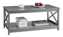 Mesa De Centro Con Estante De Madera Color Gris/2 Niveles. - comprar online