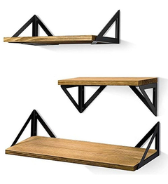 Estantería Flotantes De Madera Y Metal Color Marrón.