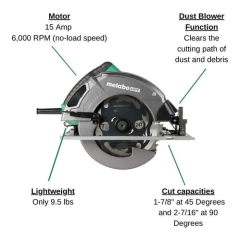 Metabo Hpt C7sb3 Sierra Circular De 7-1/4 , 15 Amperios A 60 - comprar online