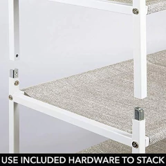 Organizador De Zapatos,metal Blanco,tela Gris 4 Niveles - Danielle's Store