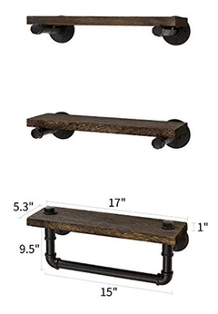 Estantería Flotante De Acero Y Madera Color Marrón Y Negro. - tienda online