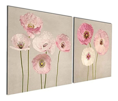 Lienzo Mural De Pintura Artística Moderna Con Flores Rosadas