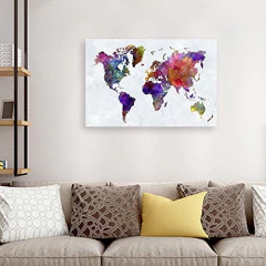 Lienzo Decorativo Para Pared, Diseño De Mapa Del Mundo en internet