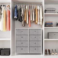 Cómoda Con 8 Cajones De Tela Color Gris-blanco De 4 Niveles. - comprar online