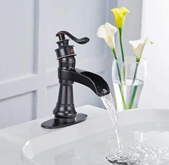 Grifo Monomando Para Lavabo, Diseño De Cascada, Bronce en internet
