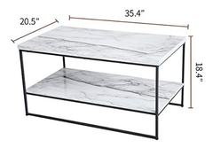 Mesa De Centro Y Auxiliar De Mármol Color Blanco/2 Niveles. - Danielle's Store