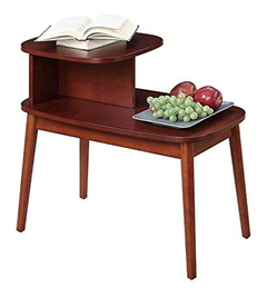 Mesa Auxiliar De Madera Caoba, Color Marrón, 2 Niveles - Danielle's Store