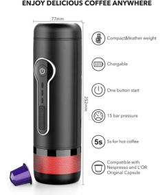 Cafetera Portátil Conqueco, 12v, 15bar, Con Estuche - comprar en línea