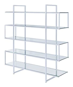 Estantería De Metal Plateado Y Vidrio/5 Niveles. - comprar online