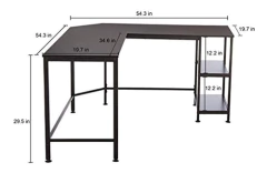 Escritorio Para Pc Con Estantes De Metal Negro De 54.3 in. - comprar online