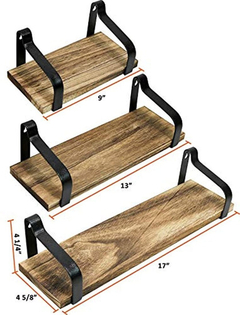 Estantería Flotante De Metal Y Madera Marrón/3 Unidades. en internet