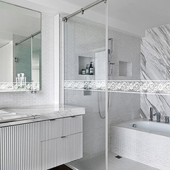 Imagen de Adhesivo Decorativo De Baño, Diseño De Encaje Blanco Transp