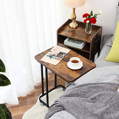 Mesa Auxiliar Móvil De Metal Negro Y Madera Marrón. - comprar online