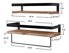Estantería Flotante De Metal Y Madera Marrón/2 Unidades - tienda online