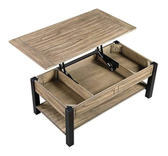 Mesa De Centro Con Compartimento Oculto,madera Gris.