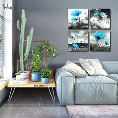 Cuadro Vasija De Flores Azul Y Blanco Pintura Abstracta - comprar online