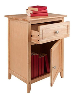 Mesa De Noche De Madera Color Marrón Claro 1 Cajon/1 Estante - tienda online