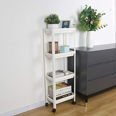 Estantería Móvil De Plástico Color Blanco De 4 Niveles. - tienda online