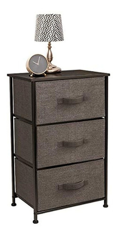 Mesa De Noche Con 3 Cajones De Madera, Color Marrón Oscuro - Danielle's Store
