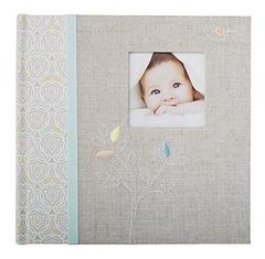 Álbum De Fotos Para Bebés De Lino Gris 9 3x9 1x1,8 Pulgadas