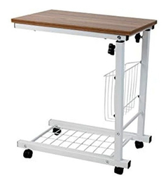 Mesa Auxiliar Móvil Multiuso De Metal Blanco Y Madera Marrón - Danielle's Store