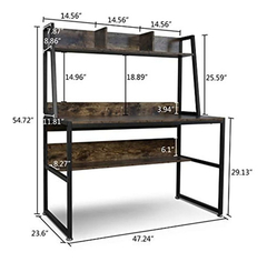 Escritorio Para Pc Con Estantes De Metal Y Madera Marrón. en internet