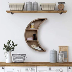 Imagen de Estantería Flotante De Madera Marrón Diseño Luna/3 Niveles.