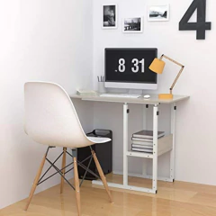 Escritorio De Metal Y Madera Color Blanco De 28.0 X 15.7 in - Danielle's Store