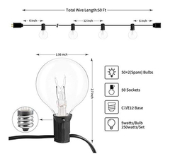 50 Ft G40 Globe Luces De Cadena Con Bombillas-ul Listadas - comprar online