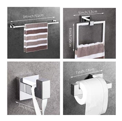 4 piezas Baño Hardware Accesorio Toallero De Barra Acero - comprar online