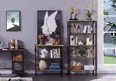 Imagen de Estantería De Madera Y Metal Color Gris Y Negro/3 Niveles.